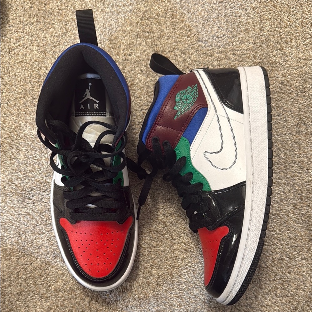 Nike Red and Black Sneakers with Holographic Detail